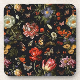 Dark Botanical Maximalist Baroque Floral Elegant Getränkeuntersetzer