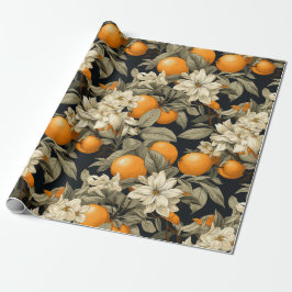 Dark Botanical Orange Blossom Geschenkpapier