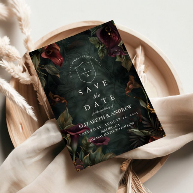 Dark Botanical Wedding Ästhetik Save The Date (Von Creator hochgeladen)