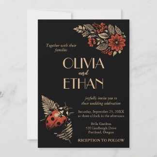 Dark Botanical Wedding Invitation - Wabi Sabi Einladung