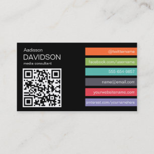 Dark Bright Bar QR CODE Social Media Business Card Visitenkarte