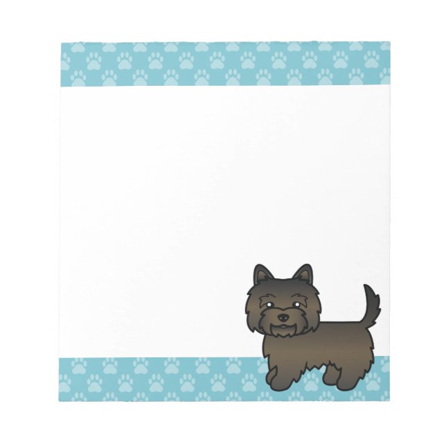 Dark Brindle Cairn Terrier Cartoon Dog Notizblock (Vorderseite)