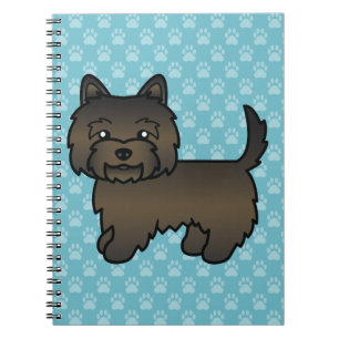 Dark Brindle Cairn Terrier Cartoon Dog On Blue Notizblock
