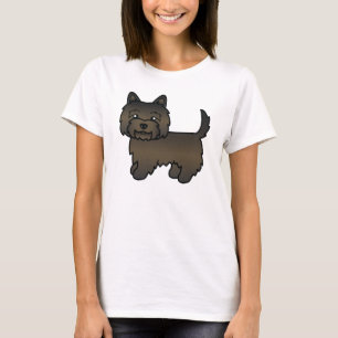 Dark Brindle Cairn Terrier Cartoon Dog T-Shirt