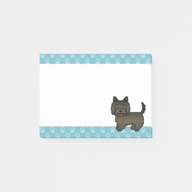 Dark Brindle Cairn Terrier Cartoon Dog Zeichnend Post-it Klebezettel (Vorderseite)