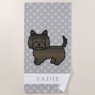 Dark Brindle Cairn Terrier Dog & Individuelle Name Strandtuch