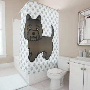 Dark Brindle Cairn Terrier Niedlicher Cartoon Dog Duschvorhang