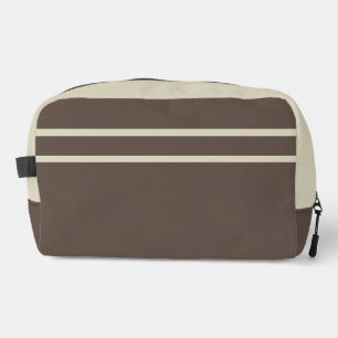 Dark Brown and Beige Dopp Kit Waschbeutel