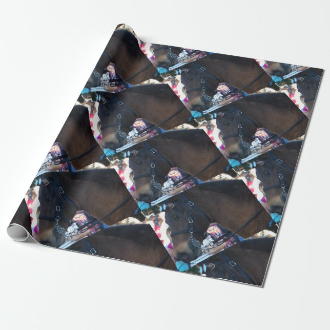 Dark Brown Arabian Horse mit Brille Geschenkpapier (Ungerollt)