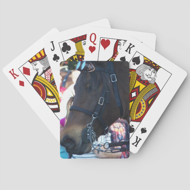 Dark Brown Arabian Horse mit Brille Spielkarten (Rückseite)
