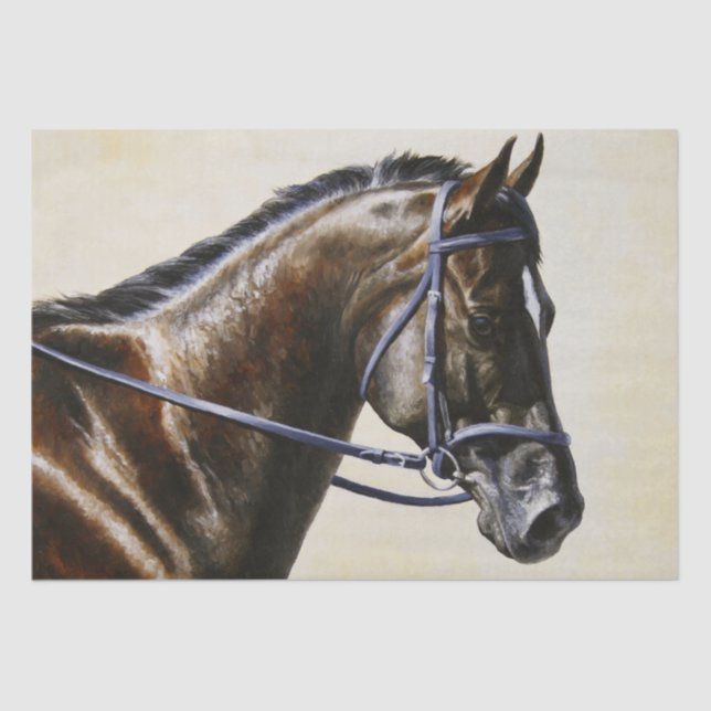 Dark Brown Bay Trakehner Dressage Horse Seidenpapier (Vorderseite)