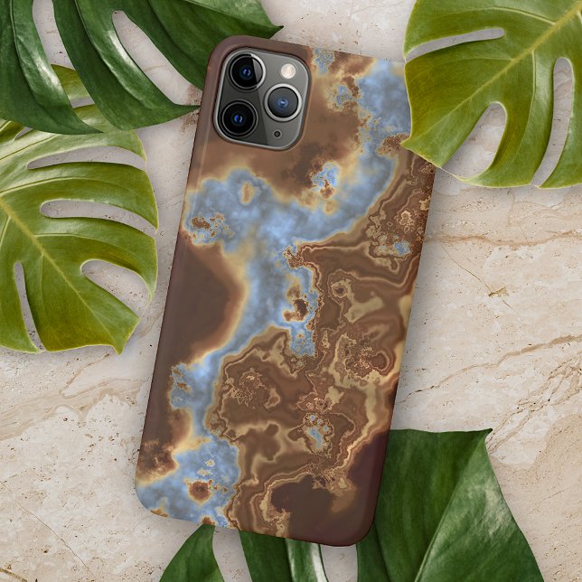 Dark Brown Beige Gray Blue Geode Marble Art Case-Mate iPhone Hülle (Von Creator hochgeladen)