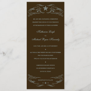 Dark Brown & Blue Lone Star Hochzeit Einladungen
