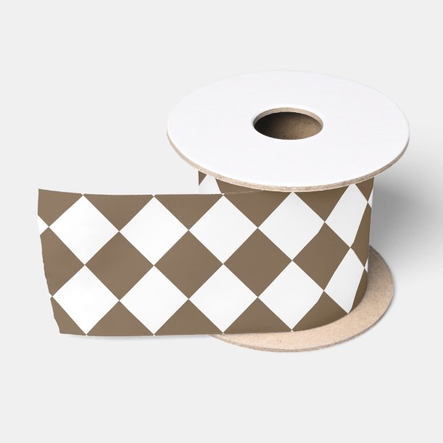 Dark Brown Diamond Muster Satinband (Spule)