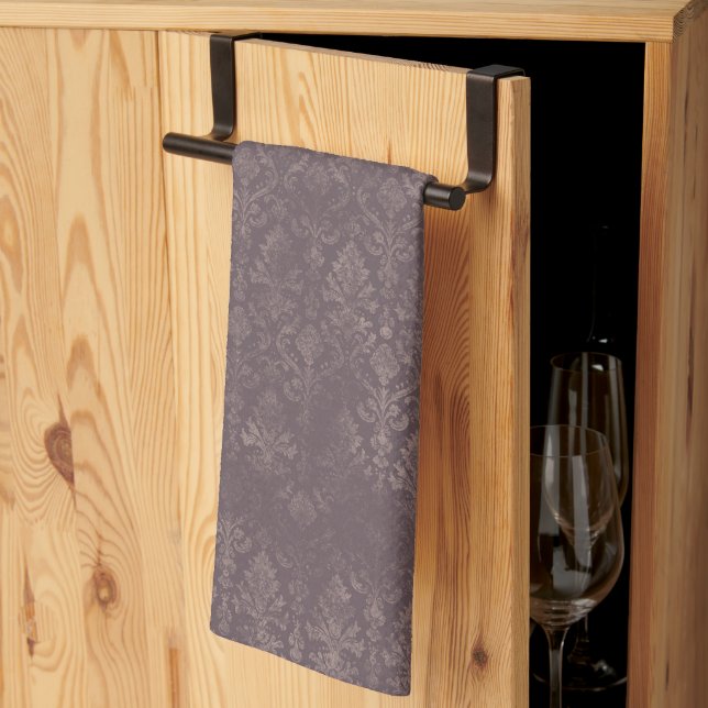 Dark Brown Floral Damask Muster - Küchentücher (Drittel gefaltet)