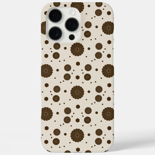 Dark Brown Micro Floral Beige Case-Mate iPhone Hülle (Rückseite)