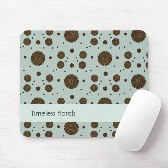 Dark Brown Micro Floral Sage Green Mousepad (Mit Mouse)