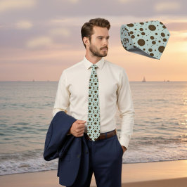 Dark Brown Micro Floral Sage Green Tie Krawatte