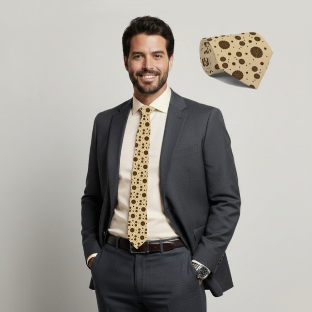 Dark Brown Micro Floral Sand Tie Krawatte (Von Creator hochgeladen)