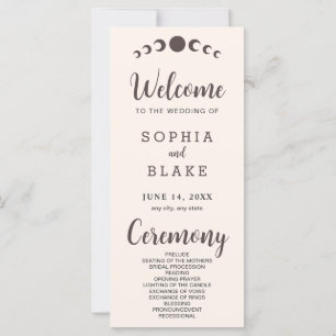 Dark Brown Moon Phases Seashell Wedding Program