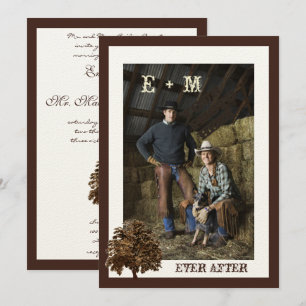 Dark Brown Oak Tree Foto Hochzeitseinladung Einladung