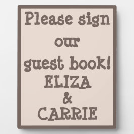 Dark Brown on Light Brown Boho Wedding Guest Book Fotoplatte