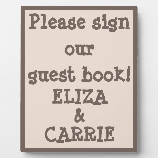 Dark Brown on Light Brown Boho Wedding Guest Book Fotoplatte (Vorderseite)