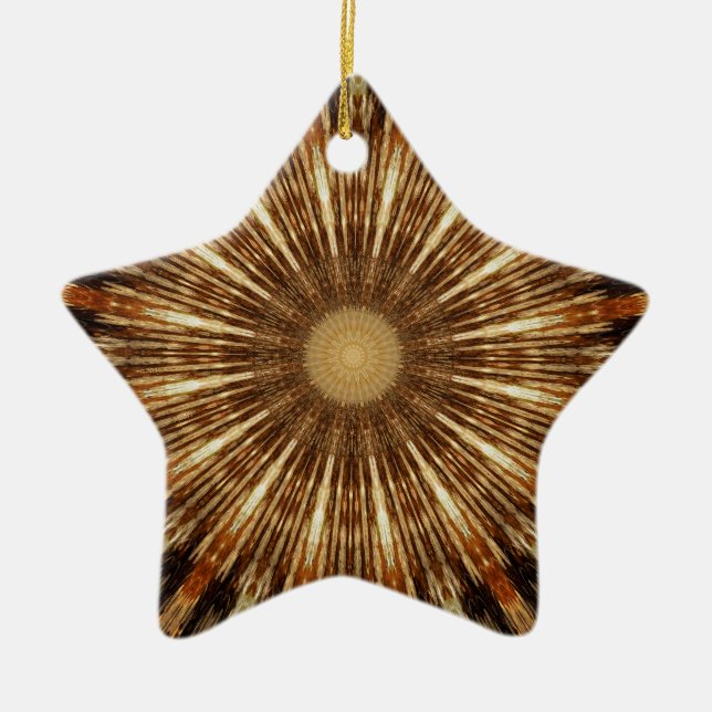 Dark Brown Orange Kaleidoscope Mandala Art Keramik Ornament (Vorne)