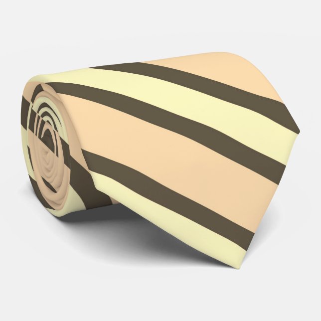 Dark Brown , Pale Orange And Yellow Stripes Krawatte (Gerollt)