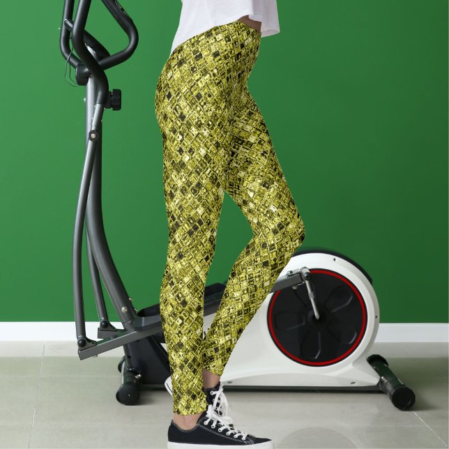 Dark Brown Pastel Grey Yellow Glitter Pattern Gift Leggings (Von Creator hochgeladen)