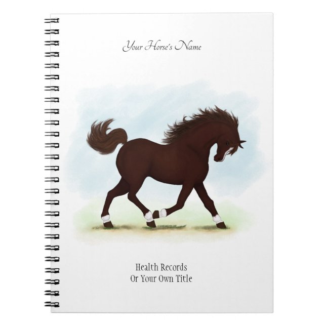 Dark Brown Personalisiert Horse Owner's Journal Notizblock (Vorderseite)