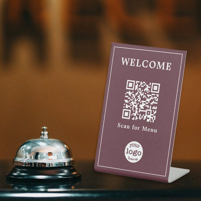 Dark Brown Restaurant Café Bar Menu QR-Logo Sockelschild (Dark Brown Restaurant Cafe Bar Menu QR Code Logo Pedestal Sign)