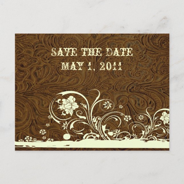 Dark Brown Toolleather Save the Date Ankündigungspostkarte (Vorderseite)