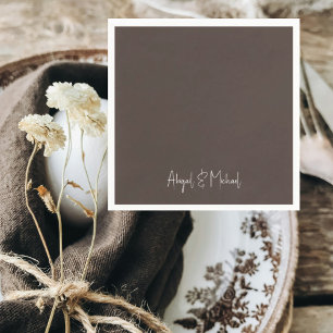 Dark Brown Wedding Cocktail Serviette