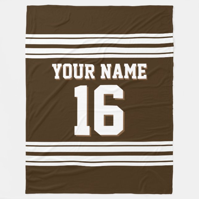Dark Brown White Sports Jersey Fleecedecke (Vorderseite)