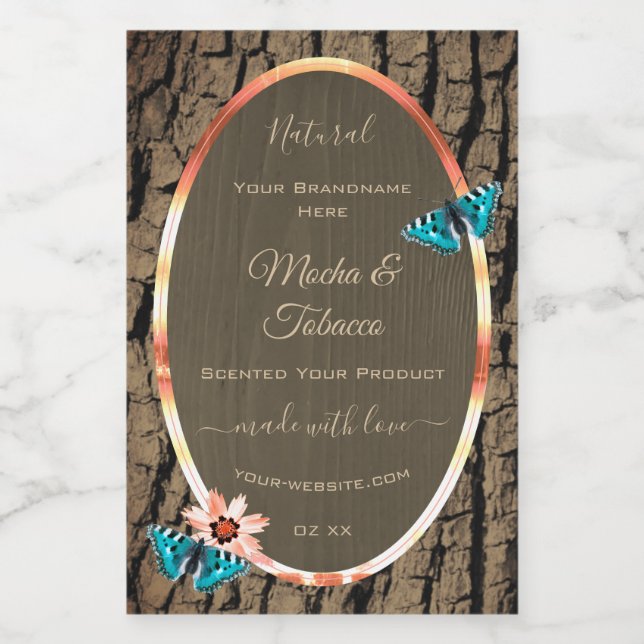 Dark Brown Wood Grain Product Labels Butterfells Lebensmitteletikett (Einzelnes Label)