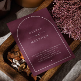 Dark Burgundy Arch Wedding | Elegantes Foto + QR Einladung