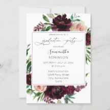 Dark Burgundy & Blush Pink Floral Graduation Party