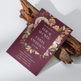 Dark Burgundy Brautparty | Elegant Boho Chic Einladung