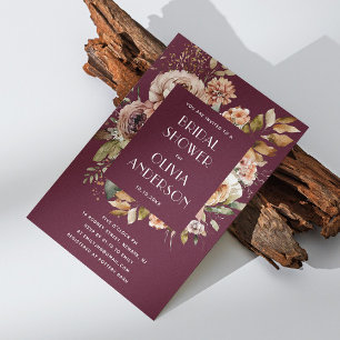 Dark Burgundy Brautparty   Elegant Boho Chic Einladung