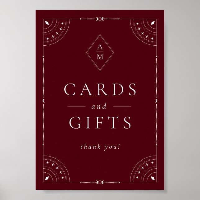 Dark Burgundy Celestis & Stars Karten & Geschenke Poster (Vorne)