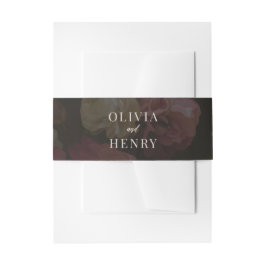 Dark Burgundy Floral Moody Black Elegant Romantic Einladungsbanderole