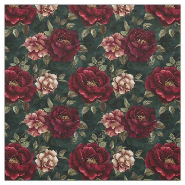 Dark Burgundy Peony Floral Stoff (Muster)
