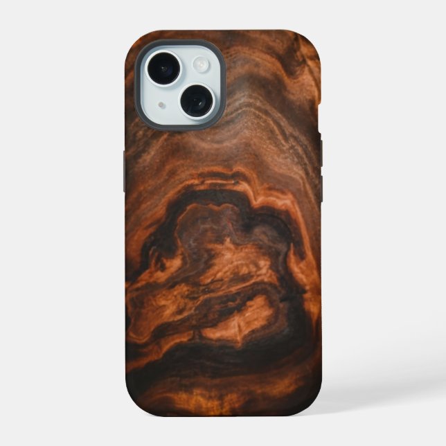 Dark Burl Wood Print iPhone Case iPhone 15 Hülle (Rückseite)