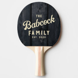 Dark Burnt Wood Retro Family Name & Year Tischtennis Schläger