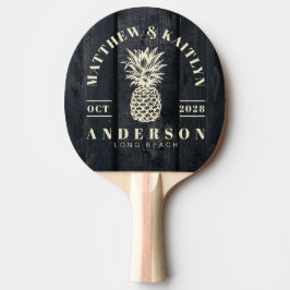 Dark Burnt Wood Tropical Pineapple Wedding Tischtennis Schläger