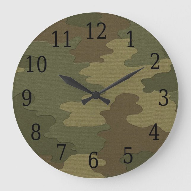 Dark Camouflage Round Clock Große Wanduhr (Vorderseite)