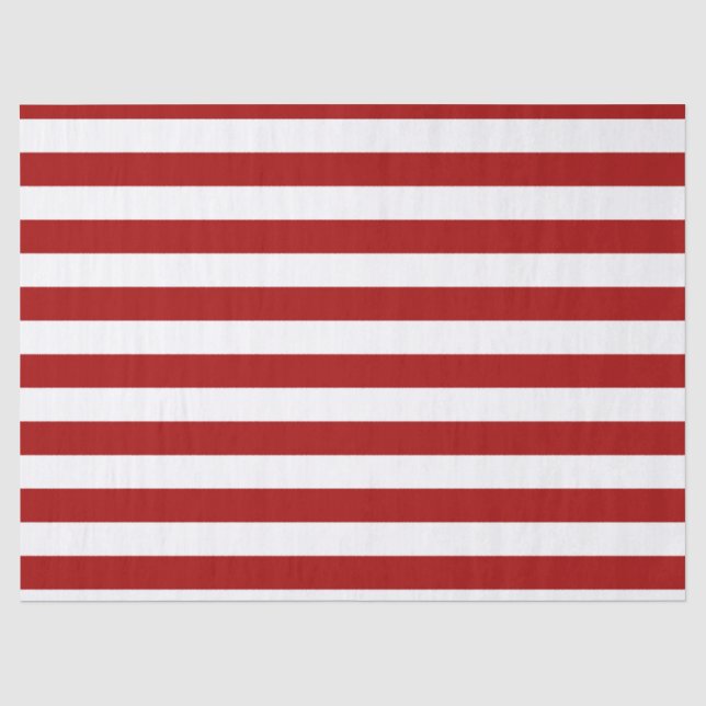 Dark Candy Apple Red and White Stripes Seidenpapier (Vorderseite)