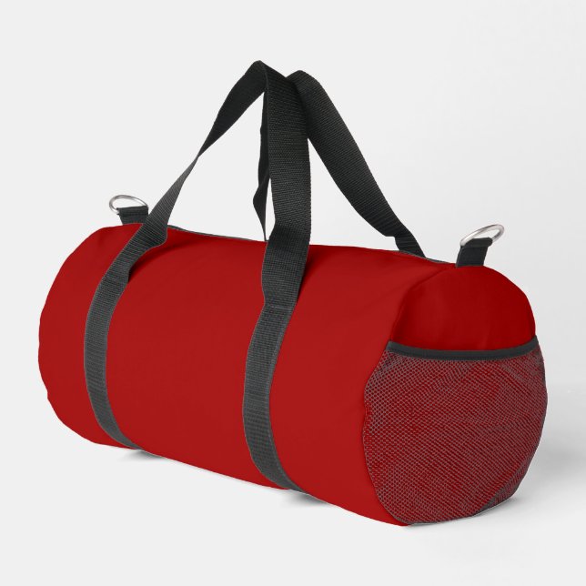 Dark Candy Apple Red Solid Color Duffle Bag (Rechte Ecke)
