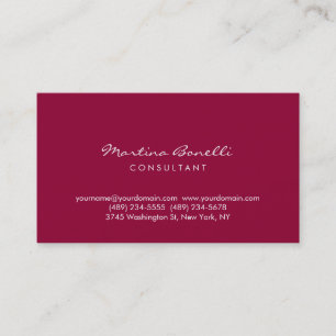Dark Carmine Minimalistisch Script Business Card Visitenkarte